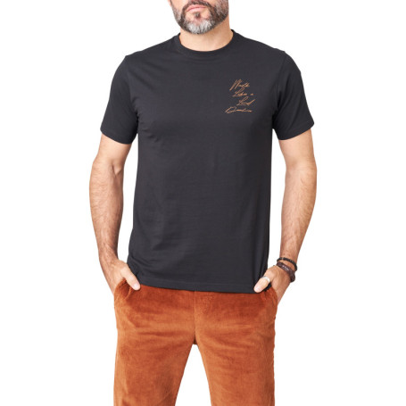 T-shirt en coton noir imprimé avec une coupe...