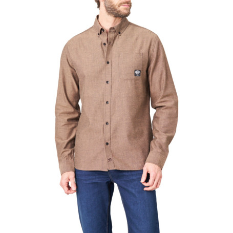 Chemise en coton marron unie avec une coupe...