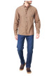 Thumbnail Chemise en coton marron unie avec une coupe droite et un col boutonné - Image 3