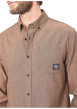 Thumbnail Chemise en coton marron unie avec une coupe droite et un col boutonné - Image 4