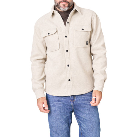 Chemise gris clair unie avec une coupe droite...