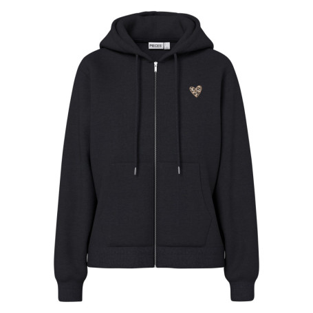 Gilet à capuche zippé noir uni avec une coupe...