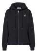 Thumbnail Gilet à capuche zippé noir uni avec une coupe droite et des manches longues