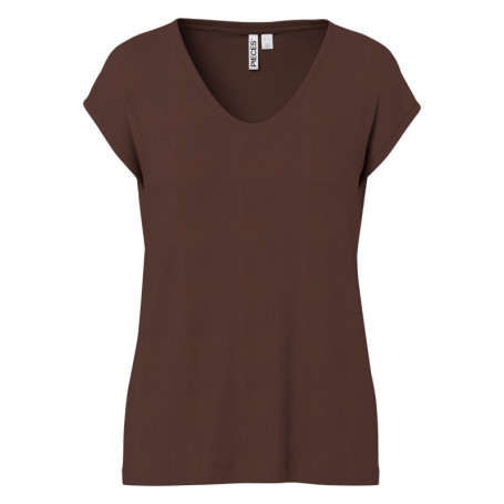 T-shirt marron uni avec une coupe ajustée et...