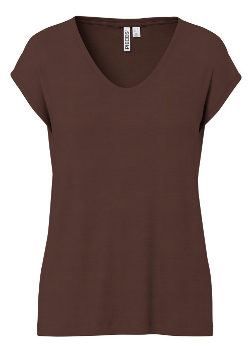 T-shirt marron uni avec une coupe ajustée et...