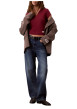 Thumbnail T-shirt en coton bordeaux pourvu d'une coupe droite et d'un col v - Image 6
