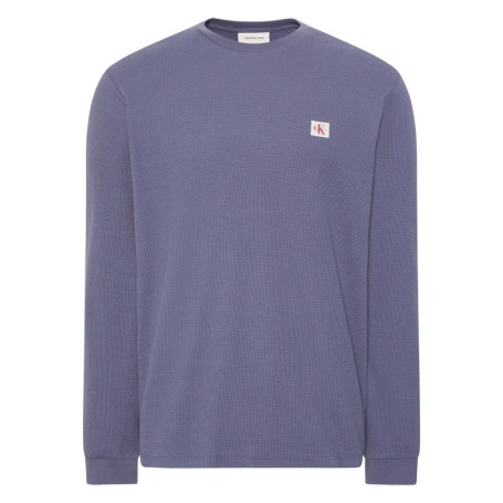 Pull bleu argenté à coupe droite pourvu d'un...