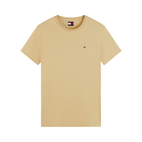 T-shirt en coton beige à coupe droite pourvu de...