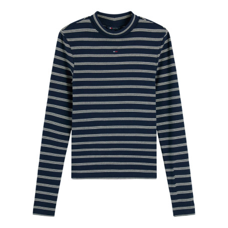 T-shirt en coton biologique marine à rayures...