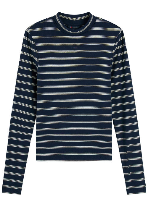T-shirt en coton biologique marine à rayures...