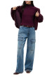 Thumbnail T-shirt en coton biologique bordeaux coupe ajustée pourvu d'un col montant - Image 5