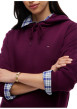 Thumbnail Sweat en coton mélangé bordeaux à coupe droite pourvu d'un col à capuche - Image 4