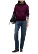 Thumbnail Sweat en coton mélangé bordeaux à coupe droite pourvu d'un col à capuche - Image 5