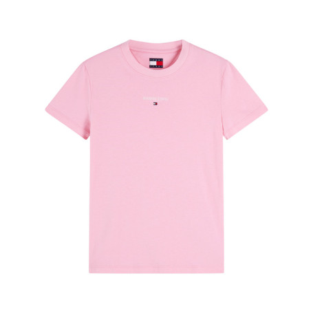T-shirt en coton mélangé rose à coupe droite...