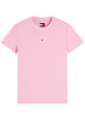 Thumbnail T-shirt en coton mélangé rose à coupe droite pourvu d'un col rond