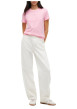 Thumbnail T-shirt en coton mélangé rose à coupe droite pourvu d'un col rond - Image 5