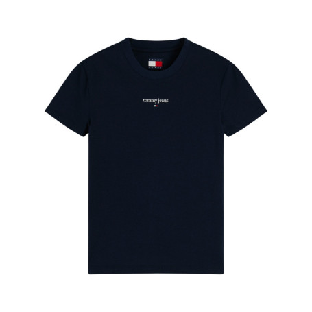 T-shirt en coton mélangé marine à coupe droite...
