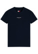 Thumbnail T-shirt en coton mélangé marine à coupe droite pourvu d'un col rond