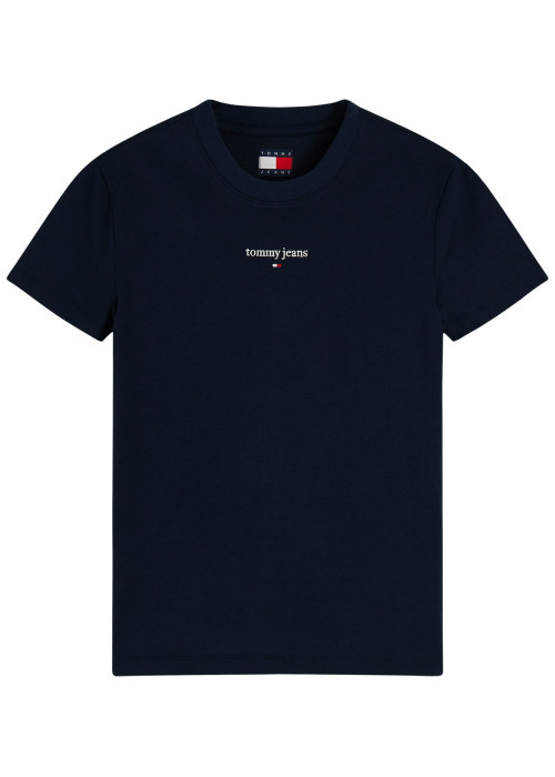 T-shirt en coton mélangé marine à coupe droite...