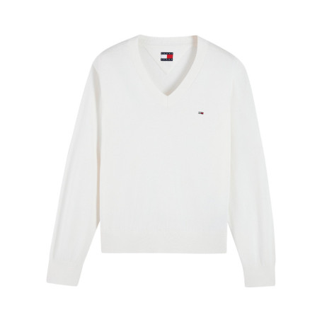 Pull en coton biologique blanc à coupe droite...