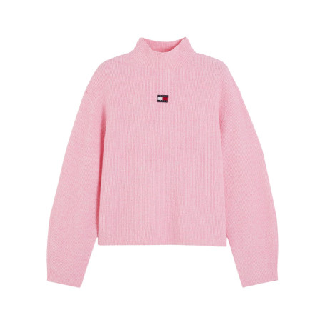 Pull rose à coupe droite pourvu d'un col roulé...