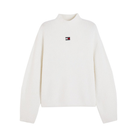 Pull blanc à coupe droite pourvu d'un col roulé...