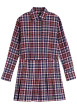Thumbnail Robe courte en coton biologique rose à coupe droite avec un col à revers