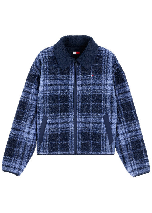 Veste bleue à coupe droite pourvue d'un col à revers et de manches longues