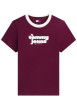 Thumbnail T-shirt en coton biologique bordeaux à coupe droite pourvu d'un col rond