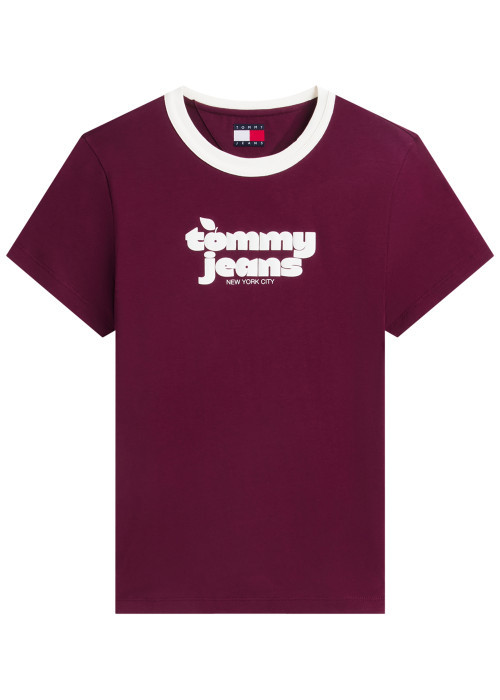 T-shirt en coton biologique bordeaux à coupe...