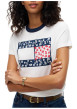 Thumbnail T-shirt en coton biologique blanc et marine à coupe droite et manches courtes - Image 2