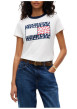 Thumbnail T-shirt en coton biologique blanc et marine à coupe droite et manches courtes - Image 4