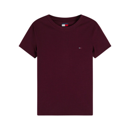 T-shirt en coton bordeaux à coupe droite pourvu...