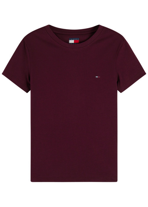 T-shirt en coton bordeaux à coupe droite pourvu...