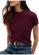 Thumbnail T-shirt en coton bordeaux à coupe droite pourvu d'un col rond - Image 4