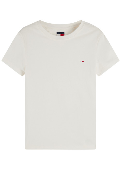 T-shirt en coton écru à coupe droite pourvu...