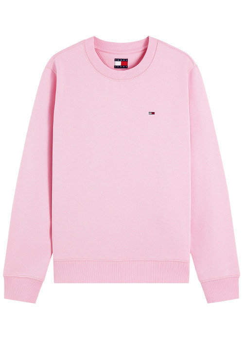 Sweat en coton mélangé rose à coupe droite...
