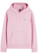 Thumbnail Sweat en coton mélangé rose à coupe droite pourvu d'un col à capuche