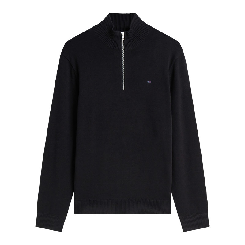 Tommy Jeans - Pull En Coton Biologique Noir à Coupe Droite Pourvu D'un Col Camionneur - Noir Tommy Jeans - Pull En Coton Biologique Noir à Coupe Droite Pourvu D'un Col Camionneur - Noir