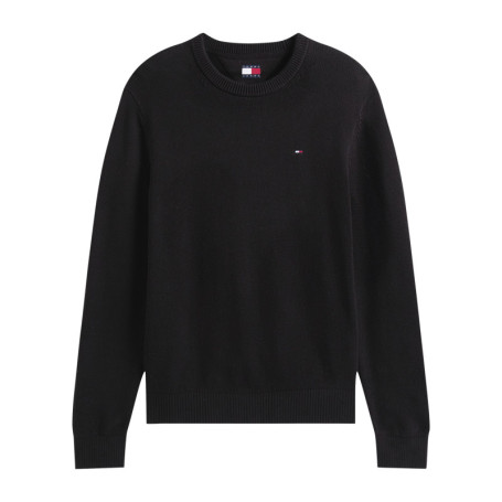 Pull en coton biologique noir à coupe droite...