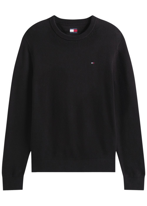 Pull en coton biologique noir à coupe droite...