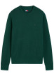 Thumbnail Pull en coton biologique vert à coupe droite pourvu d'un col rond côtelé