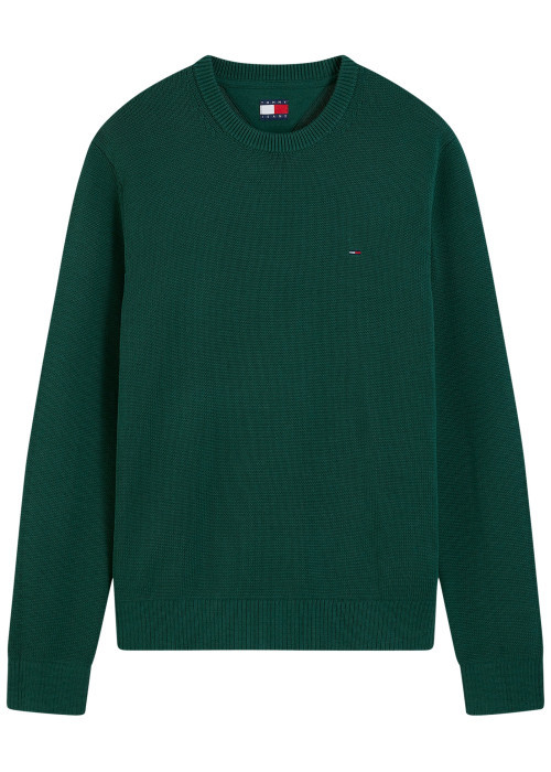 Pull en coton biologique vert à coupe droite...