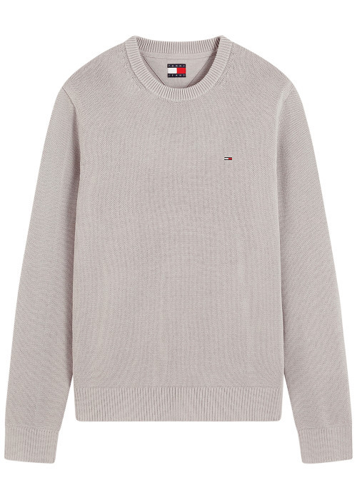 Pull en coton biologique taupe à coupe droite...