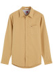 Thumbnail Chemise en coton biologique beige à coupe droite pourvue d'un col à revers