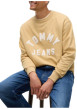 Thumbnail Sweat en coton mélangé beige à coupe droite pourvu d'un col rond - Image 4