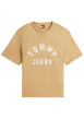 Thumbnail T-shirt en coton biologique beige à coupe droite pourvu d'un col rond