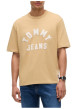 Thumbnail T-shirt en coton biologique beige à coupe droite pourvu d'un col rond - Image 2