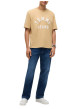Thumbnail T-shirt en coton biologique beige à coupe droite pourvu d'un col rond - Image 5