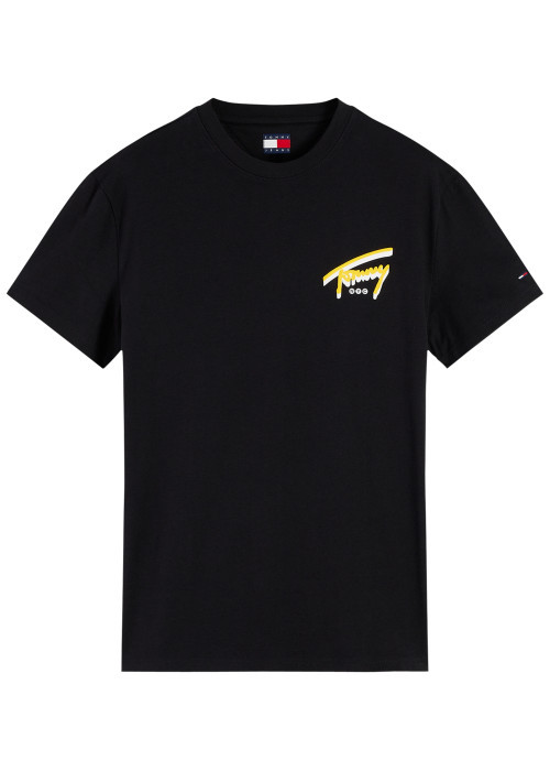 T-shirt en coton noir à coupe droite pourvu...